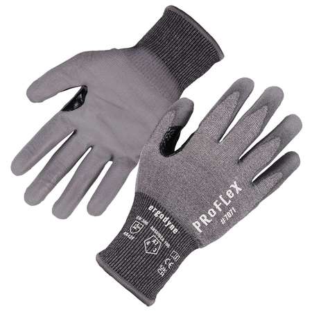 PROFLEX BY ERGODYNE ANSI A7 PU Coated CR Gloves, Gray, Size M 7071